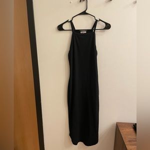 Silence + Noise black midi cotton dress